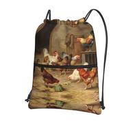 HJFCZH Roast Chicken Hen Farm Prints Drawstring Zipper Backpack Lightweight Sport Gym Bag Water-Resistant Travel Throw Cover for Men Women Teens