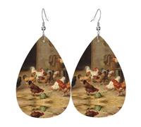 HJFCZH Roast Chicken Hen Farm Prints Drip Earrings - Stylish Faux Leather Charms - Lightweight Dangling Jewelry for Women & Girls - Festive Holiday Accents