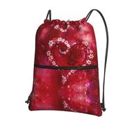 HJFCZH Romantic Heart Prints Drawstring Zipper Backpack - Lightweight Gym Throw Bag with Front Pocket - Ideal for Travel & Yoga