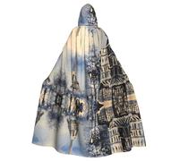 HJFCZH Romantic Paris Eiffel Tower Prints Hooded Cloak - Extra Large Cape with Drawstring, Cozy Layer