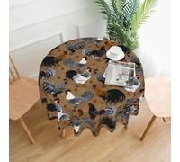 HJFCZH Rooster and Chicken Print Prints Round Decorative Tablecloth 60in - Easy Elegance & Easy Care for Every Gathering