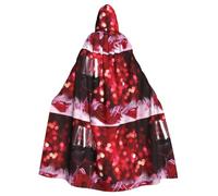 HJFCZH Roses and Glasses of Red Wine Prints Hooded Cloak - Extra Large Cape with Drawstring, Cozy Layer