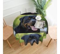 HJFCZH rottweiler wallpaper Prints Round Table Throw 60 Inch - High-Grade Polyester Table Cover, Waterproof & Wrinkle-Resistant Decor for Dining Room, Coffee Table, Parties