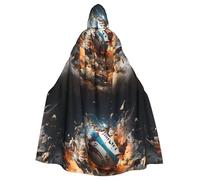 HJFCZH Rugby on Fire Prints Halloween Adult Hooded Cloak for various party and carnival settings