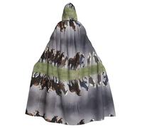 HJFCZH Running Horses Prints Hooded Cloak - Extra Large Cape with Drawstring, Cozy Layer