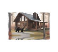 HJFCZH Rustic Lodge Bear Prints Placemats Set of 6 12x18in - Durable Table Layers with Heat-Resistant & Stylish Prints