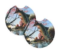 HJFCZH Safflower Flying Fish Prints Car Cup Coasters 2-Pack - High-Grade Neoprene Drink Layers for Stress-Free Travel & a Stylish Ride - Universal Fit
