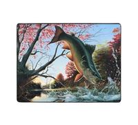 HJFCZH Safflower Flying Fish Prints Well-crafted 63x48in Non-Slip Floor Throw - Ultra-Soft Flannel Comfort for Living Room, Office & Beyond
