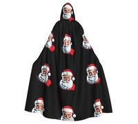 HJFCZH Santa Claus fulfilling his wish Prints Halloween Adult Hooded Cape Large Hooded Cloak with Bow Tie, No Zipper