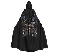 HJFCZH Science Butterfly Pattern Halloween Adult Hooded Cape Super Large Hooded Cloak with Bow Tie, No Zipper