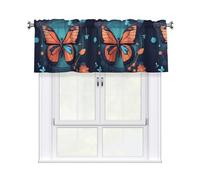 HJFCZH Science Butterfly Prints Kitchen Window Cover - 54x18 Inch Peach Skin Valance for Soft Lighting & Easy Style