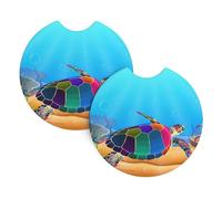 HJFCZH Sea Turtle Prints Car Cup Coasters 2-Pack - High-Grade Neoprene Layers for Spillproof Protection & Stylish Vehicle Interiors - Fits Most Cars