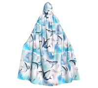 HJFCZH Sea whale and jellyfish Prints Hooded Cloak - Extra Large Cape with Drawstring, Cozy Layer