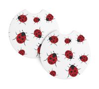 HJFCZH Seven Star Ladybird Prints Car Cup Coasters 2-Pack - Neoprene Drink Covers for Worry-Free Driving & a Spotless Interior - Fits Most Vehicles