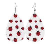 HJFCZH Seven Star Ladybird Prints Dangle Leather Earrings - Elegant Water Drop Drops for Festive Style & Everyday Chic