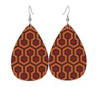 HJFCZH Shining Overlook Prints Teardrop Leather Earrings - Vibrant Dangle Earrings for Women, Lightweight Fashion Jewelry with Silver-Plated Hooks, Ideal for Parties & Gifts