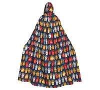 HJFCZH sign language alphabet Printed Halloween Adult Hooded Cape Cloak for wear during Halloween, role-playing