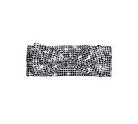 HJFCZH Silver Sequin Sparkle Pattern Prints Baby Bow Headband - Soft & Stretchy Newborn Hair Accessory for Photo Shoots & Baby Shower Gifts - Gentle Knit Layer for Infants 0-6 Months