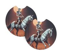 HJFCZH Skeleton On Horseback Prints Cute Car Coasters Set of 2 - Waterproof Cup Holder Protectors for Cars, Trucks & SUVs