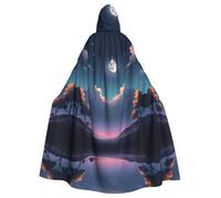 HJFCZH Sky With Moon Printed Halloween Adult Hooded Cloak for various party and carnival settings