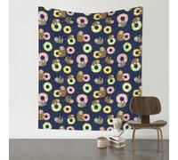 HJFCZH Sloth With Doughnuts Prints Wall Decor Tapestry 60x51in - Boho Dorm Room Backdrop, Beach Blanket & Stylish Sofa Throw