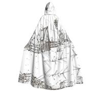 HJFCZH Small town house Prints Hooded Cloak - Extra Large Cape with Drawstring, Cozy Layer
