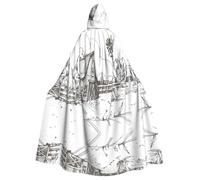 HJFCZH Small town house Prints Hooded Cloak - Oversized Cape, Cozy Throw for Halloween & Cosplay Fun
