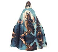 HJFCZH Snowy Mountain Owl Prints Halloween Adult Hooded Cloak for various party and carnival settings