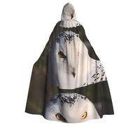 HJFCZH Snowy Owl Eyes Prints Hooded Cloak - Long Polyester Throw for Durable Cosplay & Halloween