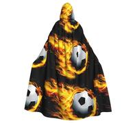 HJFCZH Soccer flame Prints Hooded Cloak - Extra Large Cape, Durable Costume Throw for Cospla