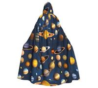HJFCZH Solar System Planets Printed Halloween Adult Hooded Cloak for various party and carnival settings