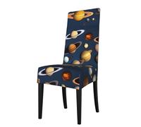 HJFCZH Solar System Planets Prints Dining Chair Throw Covers - Stretchy Spandex Furniture Layers for Refreshing Your Space - No Ironing Needed
