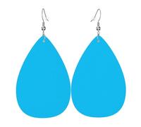 HJFCZH Solid color light blue Prints Dangle Leather Earrings - Elegant Water Drop Drops for Festive Style & Everyday Chic