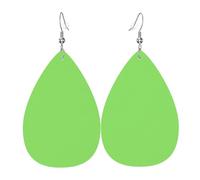 HJFCZH Solid color light green Prints Teardrop Leather Earrings - Lightweight Dangle Earrings for Women, Vivid Color Faux Leather Drops with Silver Plated Hooks, Stylish Jewelry