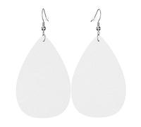 HJFCZH Solid color white Prints Teardrop Leather Earrings - Lightweight Dangles with Silver-Plated Hooks, Vivid Color & Hypoallergenic Design for Festive Occasions