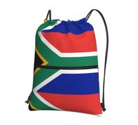 HJFCZH South Africa flag Prints Drawstring Zipper Backpack - Lightweight Water-Resistant Gym Bag for Travel, Sports & Yoga - Durable Foldable Cover with Front Pocket