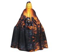 HJFCZH Spider in the light Pattern Halloween Adult Hooded Cape Super Large Hooded Cloak with Bow Tie, No Zipper