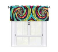 HJFCZH Spiral Optical Illusion GIF Prints Kitchen Window Cover - 54x18 Inch Peach Skin Valance for Soft Lighting & Easy Style