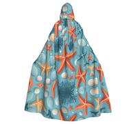 HJFCZH Starfish Coastal Wool Prints Halloween Adult Hooded Cloak for various party and carnival settings