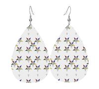 HJFCZH Stars Eastern Stars Prints Water Drop Earrings - Fashionable Faux Leather Drops with 925 Sterling Silver Earring Hooks - Durable & Stylish