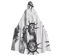 HJFCZH Statue of Liberty Prints Hooded Cloak - Extra Large Cape with Drawstring, Cozy Layer