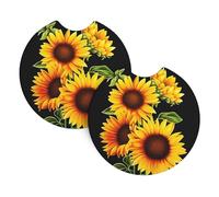 HJFCZH Summer Sunflower Prints Car Cup Coasters 2-Pack - Neoprene Drink Covers for Worry-Free Driving & a Spotless Interior - Fits Most Vehicles