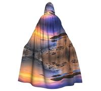 HJFCZH Sun The Beach with Pebbles Prints Hooded Cloak - Oversized Cape, Cozy Throw for Halloween & Cosplay Fun