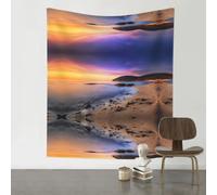 HJFCZH Sun The Beach with Pebbles Prints Wall Decor Tapestry 60x51in - Boho Dorm Room Backdrop, Beach Blanket & Stylish Sofa Throw