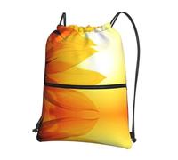 HJFCZH Sunflower and sunset Prints Drawstring Zipper Backpack - Lightweight Gym Throw Bag with Front Pocket - Ideal for Travel & Yoga