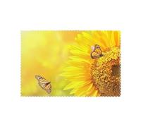 HJFCZH Sunflower Butterfly Sunny Prints Quality Table Layers - Heat Resistant Place Mat Covers， Durable 6-Piece Set with Printed Designs