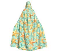 HJFCZH sunny day beach starfish Printed Halloween Adult Hooded Cloak for various party and carnival settings