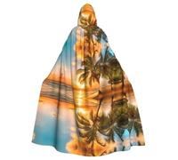 HJFCZH Sunset at The Beach Prints Hooded Cloak - Oversized Cape, Cozy Throw for Halloween & Cosplay Fun