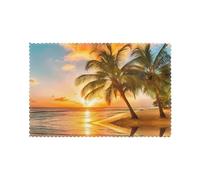 HJFCZH Sunset at The Beach Prints Quality Table Layers - Heat Resistant Place Mat Covers， Durable 6-Piece Set with Printed Designs