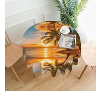 HJFCZH Sunset at The Beach Prints Round Decorative Tablecloth 60in - Easy Elegance & Easy Care for Every Gathering